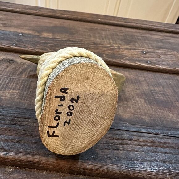 Vtg Hand Carved Wooden Shore Bird Duck Wood Post Figurine Folk Art Florida 2002 - Picture 7 of 7